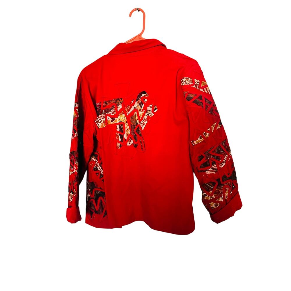 Vintage Units Red Brown Patchwork Silver Button C… - image 2